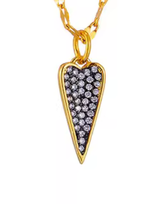 HoopLa Style Waterproof Necklace Gold on Steel Protected Heart- 3D Butterfly Heart Pave