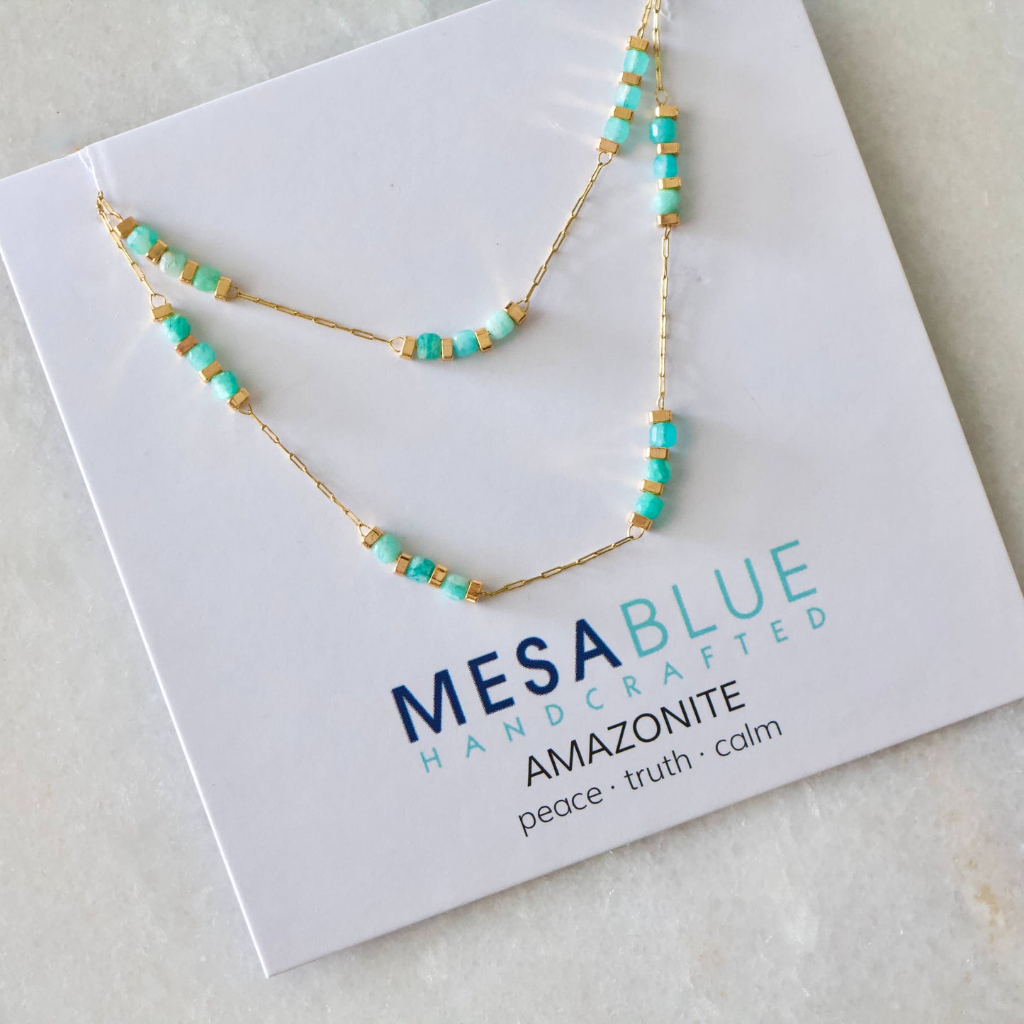MBN Waterproof Square Stone Beaded Chain APATITE