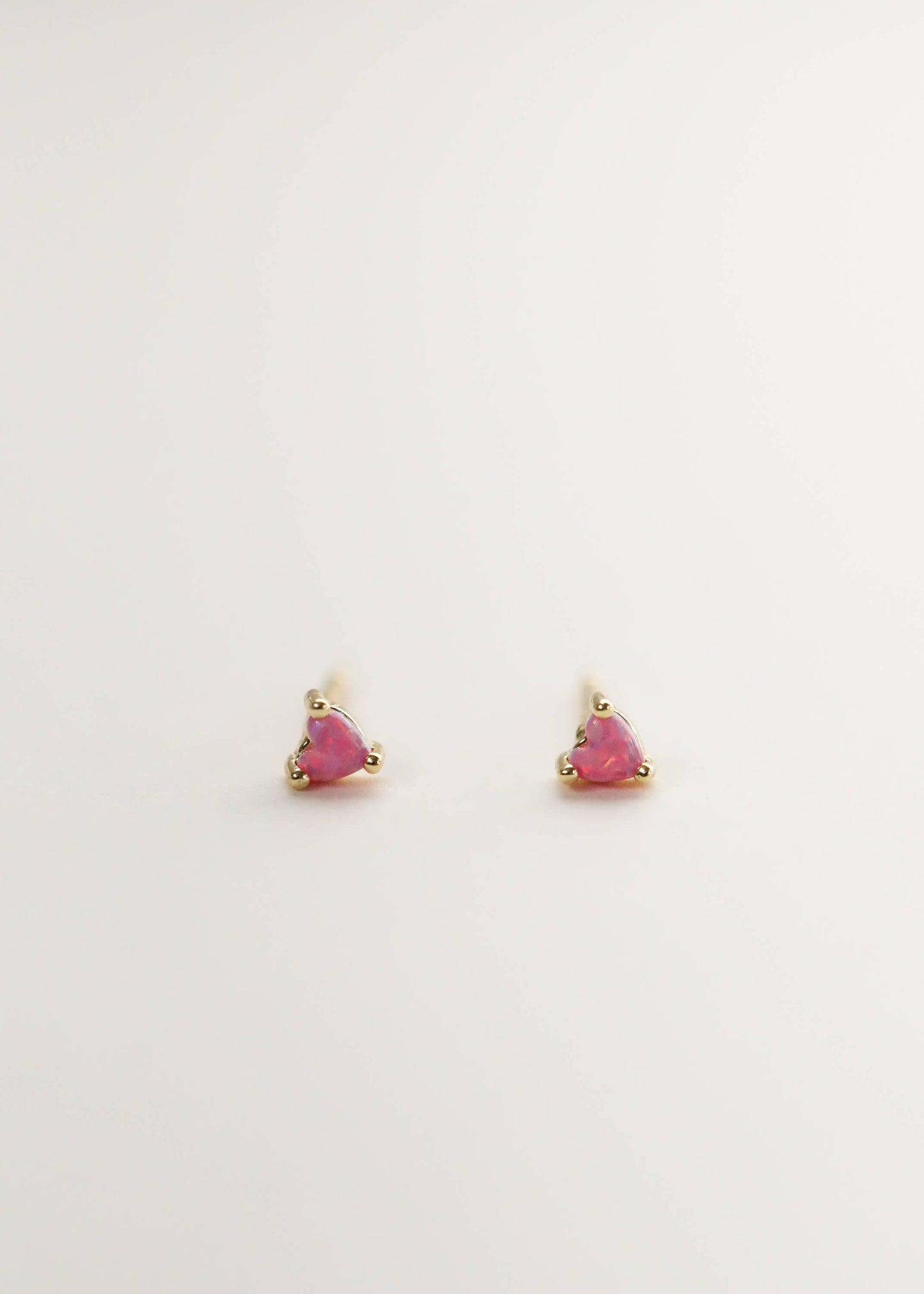 JK Tiny Pink Opal Heart Earring