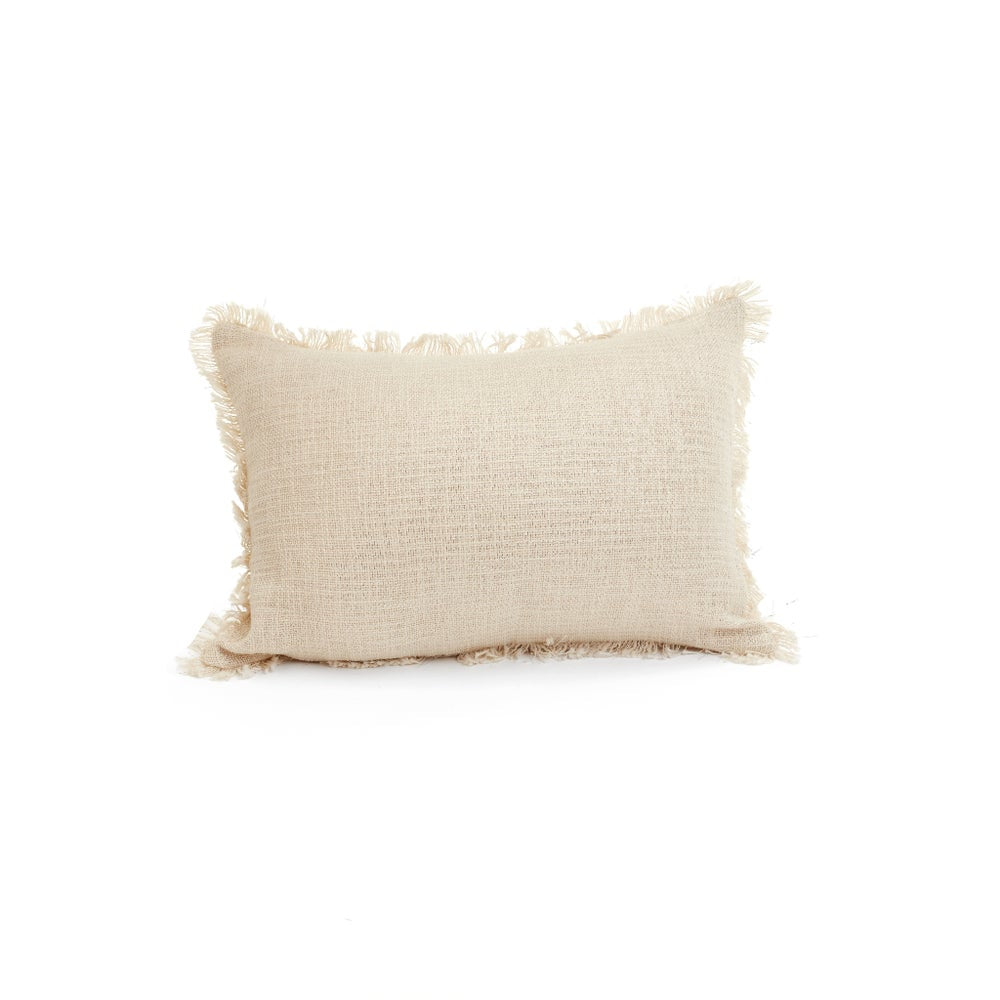 Pillow Neutral tone with Silver specks. Fringe edge. 14x20