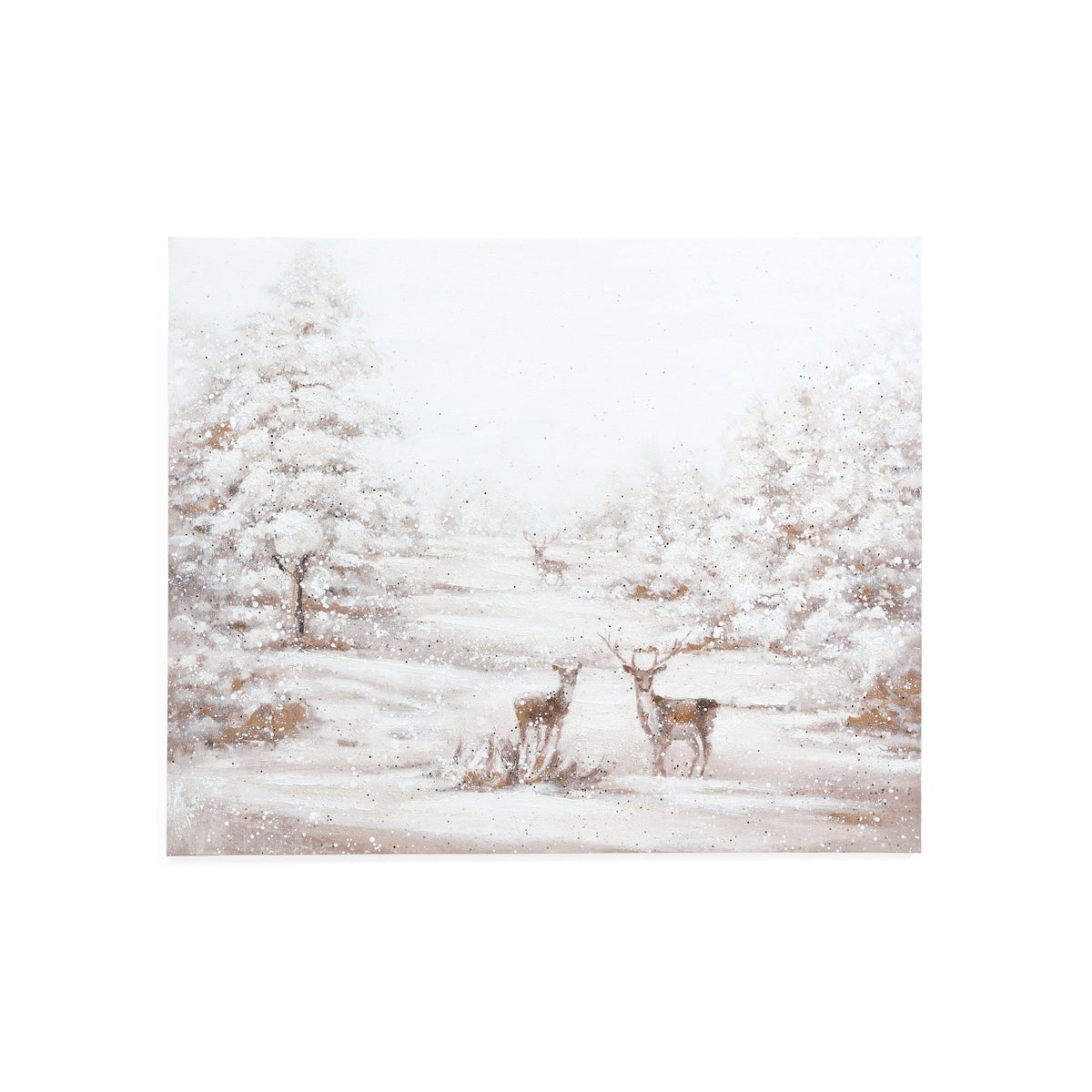 Art Hand Painted Winter Scene Deer 31.5x36