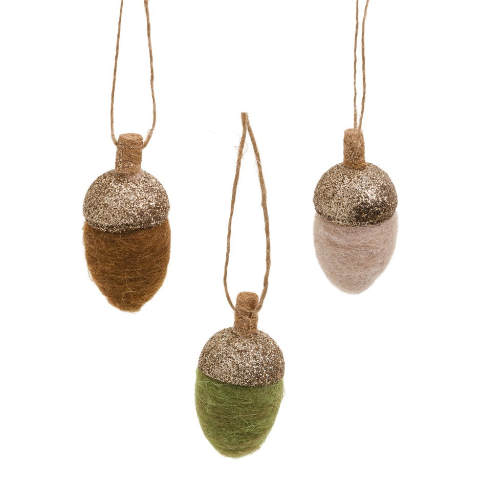 Ornament Acorn Green/Beige/Ecru