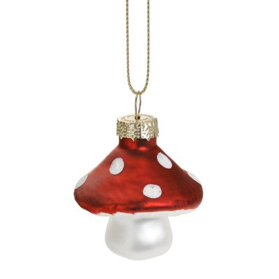 Ornament Mushroom Polka Dot Glass Red/White