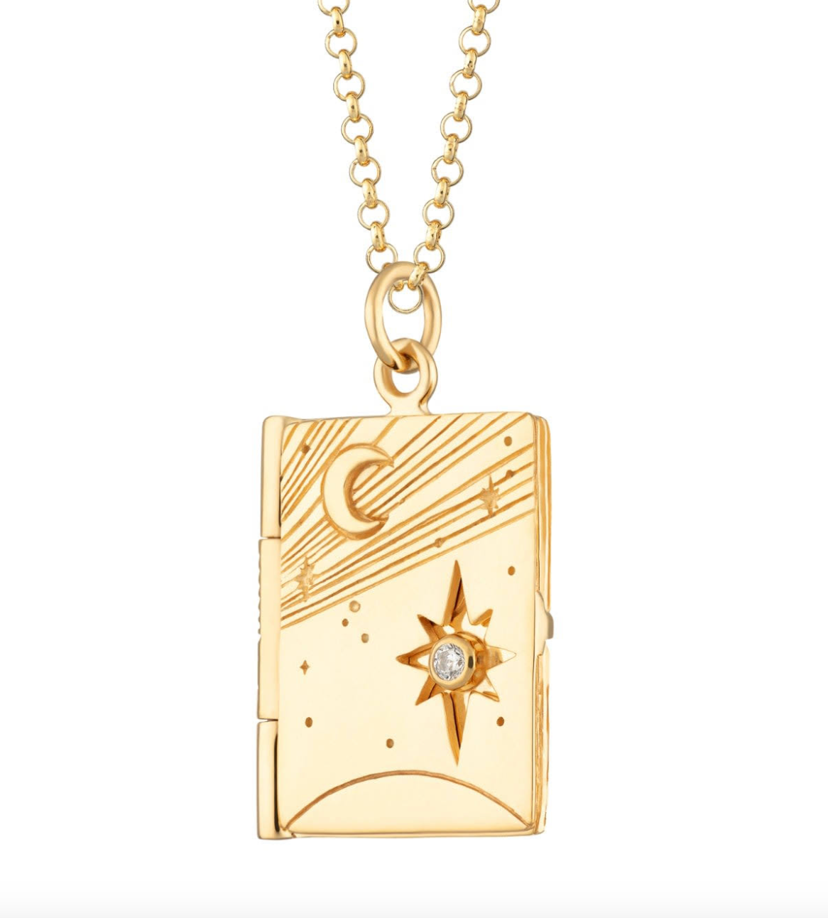 HoopLa Style Waterproof Necklace Gold We are all made of stars- Celestial Locket Engraved