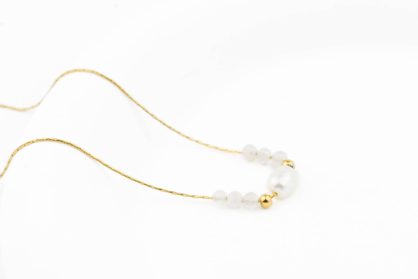 Blueyejewelry Waterproof Necklace Gold Pearl Chains