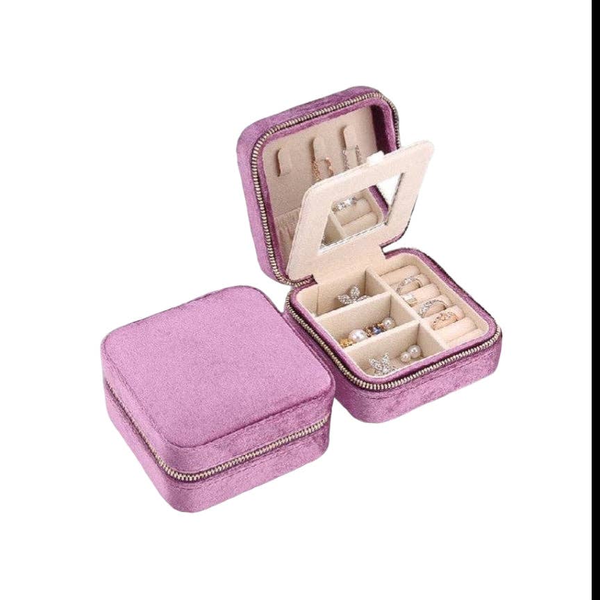 Velvet Jewelry Boxes - Square: Light pink