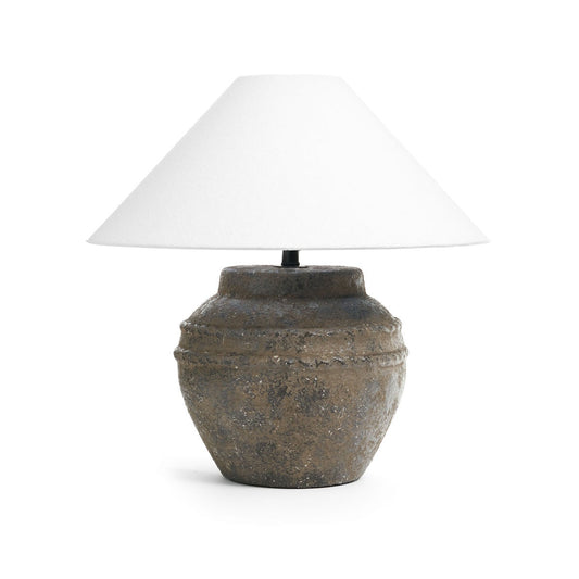 Table Lamp Ceramic with Linen Shade 17.5x19.5