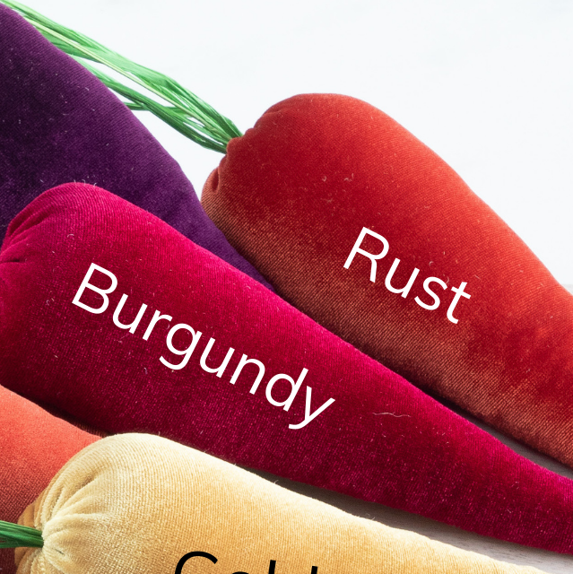 Handmade Velvet Carrots: Luxe Burnt Orange