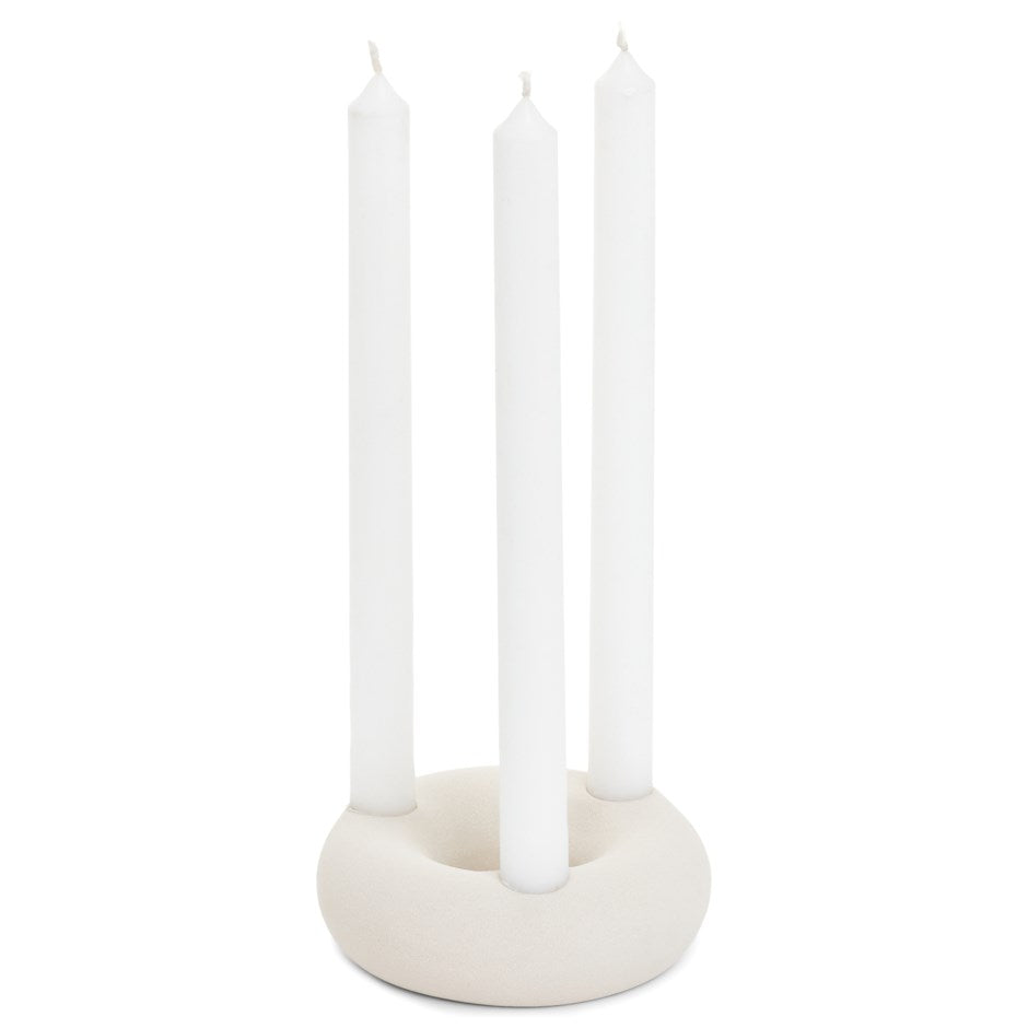 CARMEL CANDLE HOLDER CERA DONUT ECRU