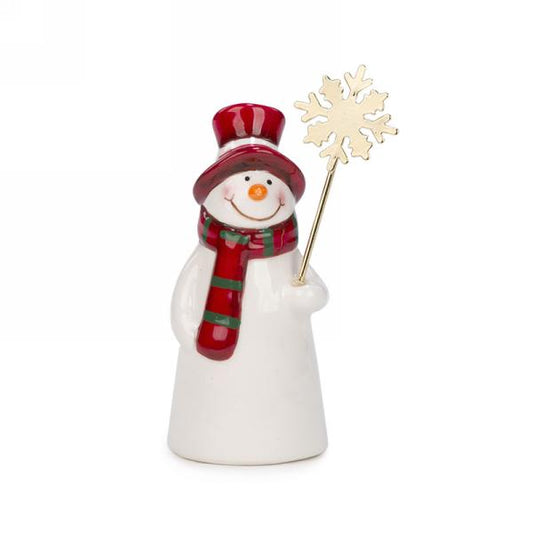 5" Red & White Ceramic Snowman