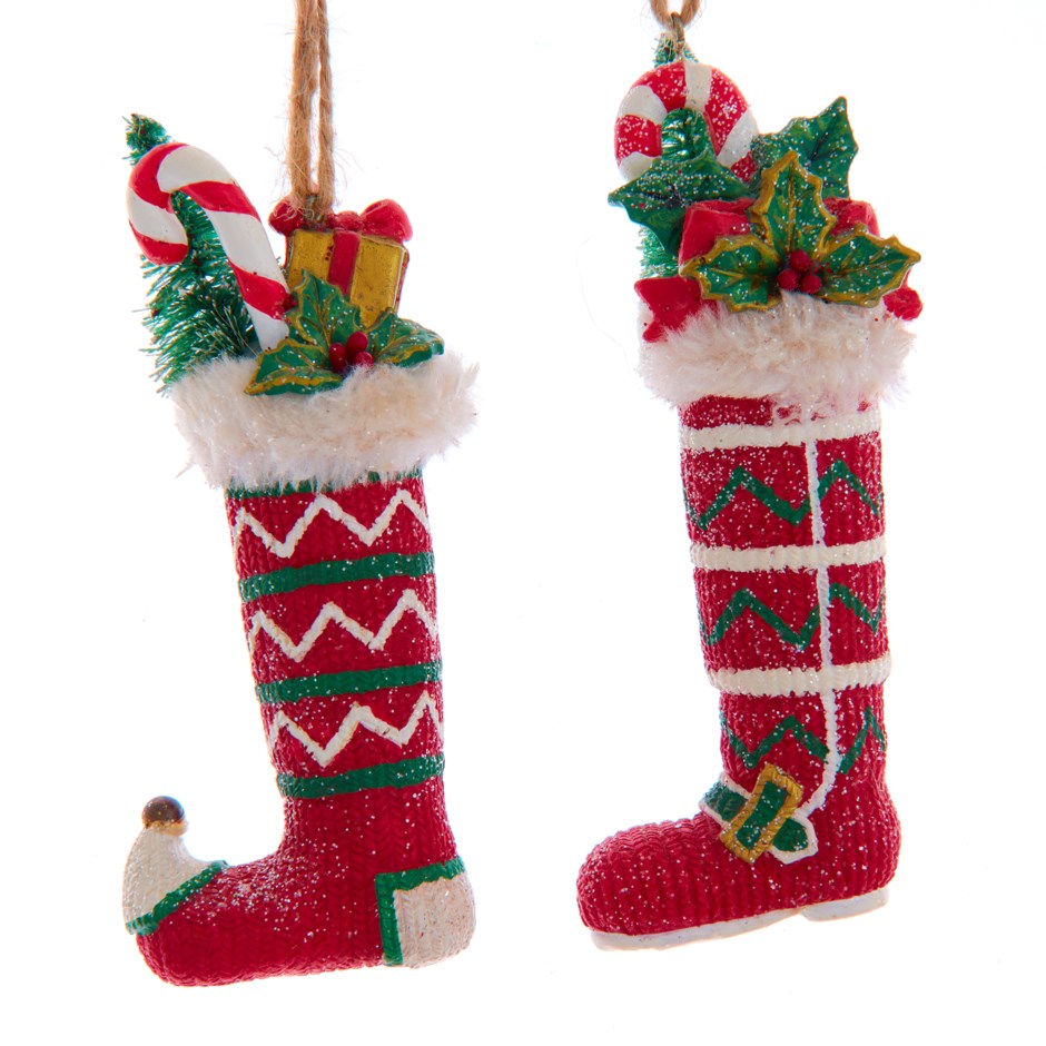 5" Ornament Red Stocking Boot