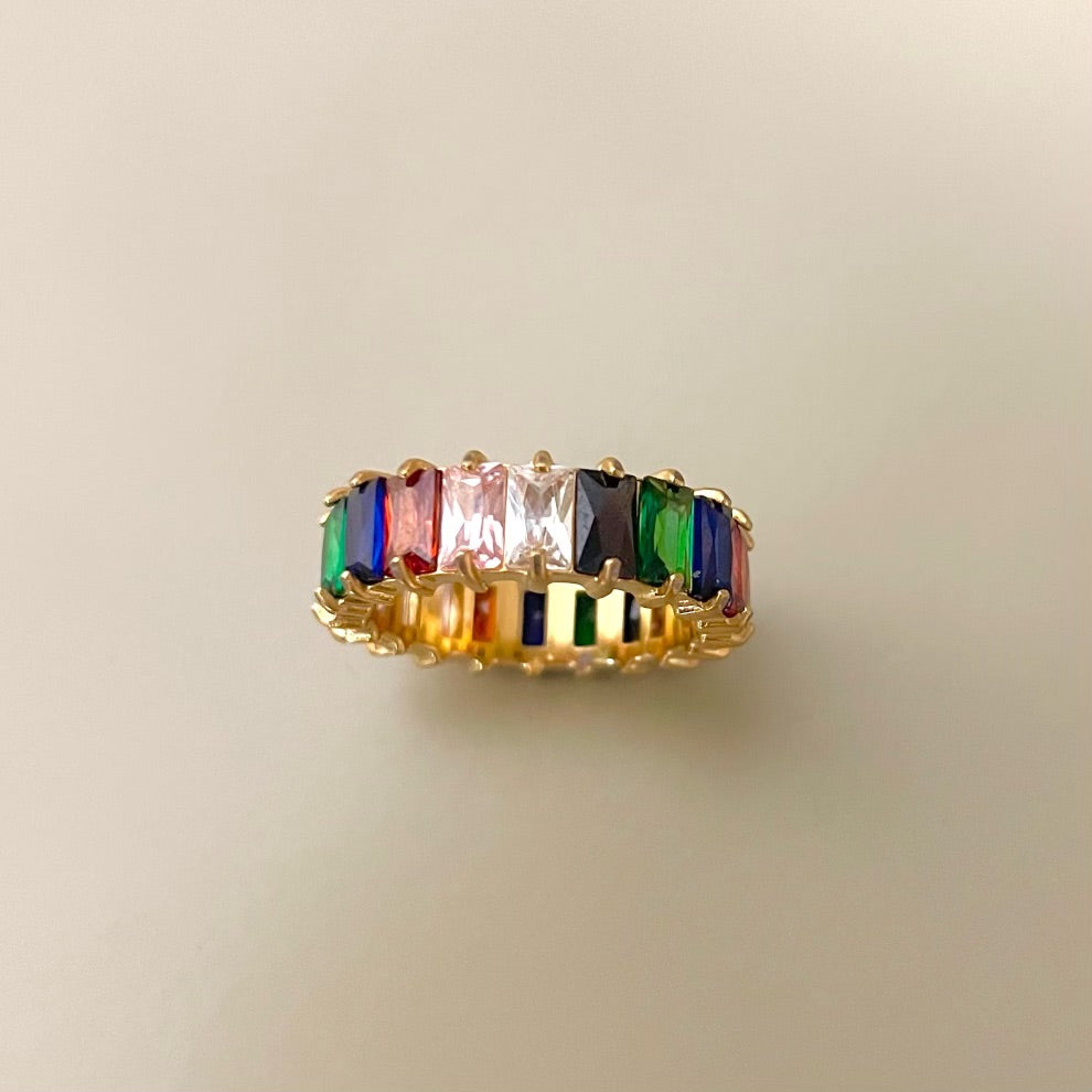 Nikki Smith Waterproof Ring Rainbow Gold