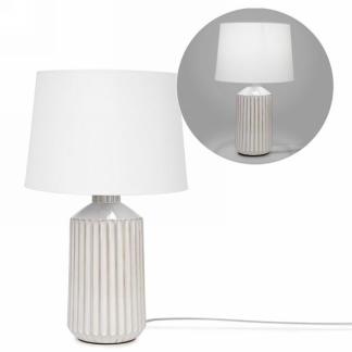 Table Lamp Ceramic with Taupe Stripes