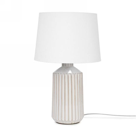 Table Lamp Ceramic with Taupe Stripes