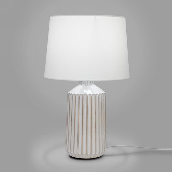 Table Lamp Ceramic with Taupe Stripes