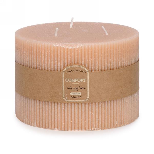 Ridged Peachy Sand 6x4" Pillar Candle