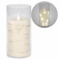 LED Cream 7" Glass Candle