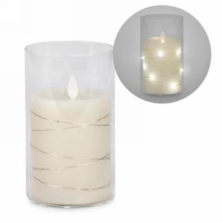 LED Cream 6" Glass Candle