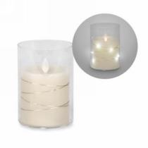 LED Cream 5" Glass Candle