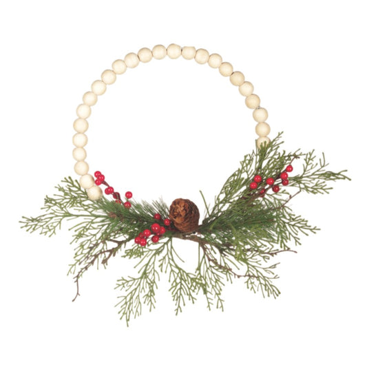 Wreath White Beads Red Berries