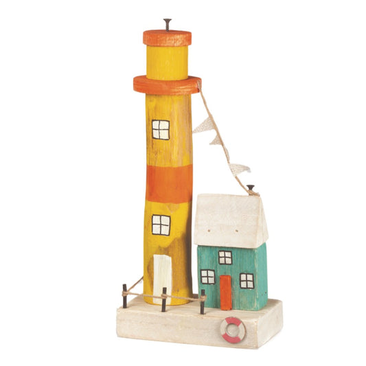 Yellow Lighthouse on Driftwood