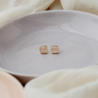 Glee Earrings Quinn Studs with Rose Quartz