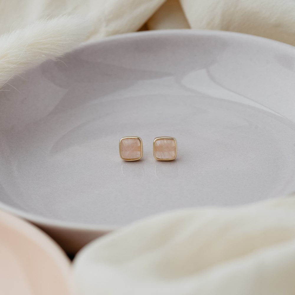 Glee Earrings Quinn Studs with Rose Quartz