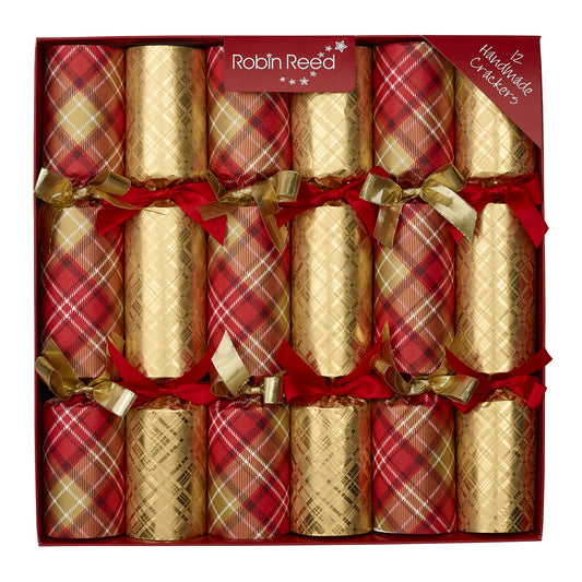 Christmas Cracker Plaid Shiny Red and Gold