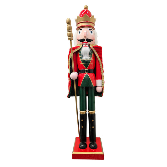 Nutcracker Wooden Standing w Cape Red 24"