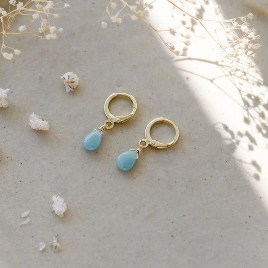 Glee Earrings Zia Hoop Amazonite Gold