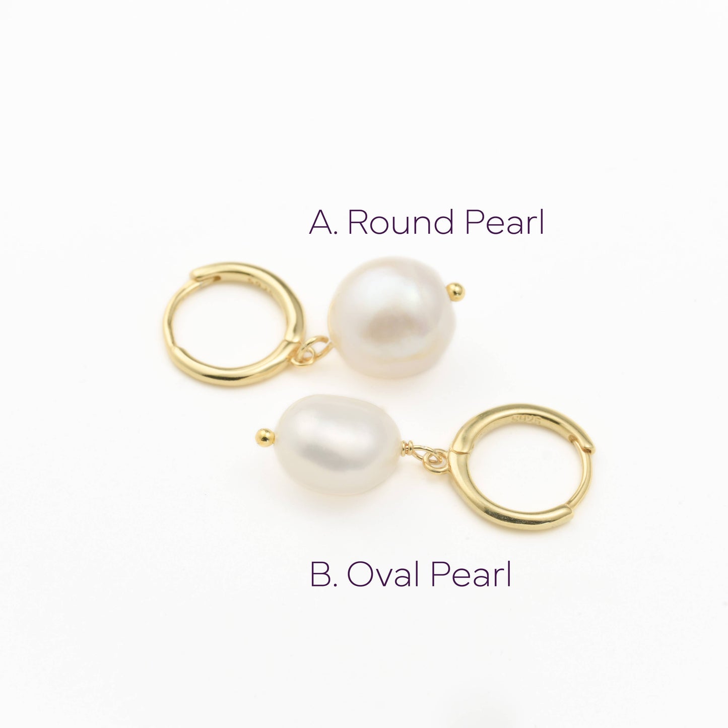 Blueyejewelry Earrings Gold Vermeil Pearl Hoops