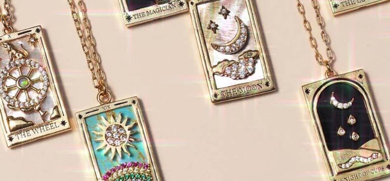 HoopLa Style Necklace Gold Tarot Card Sun