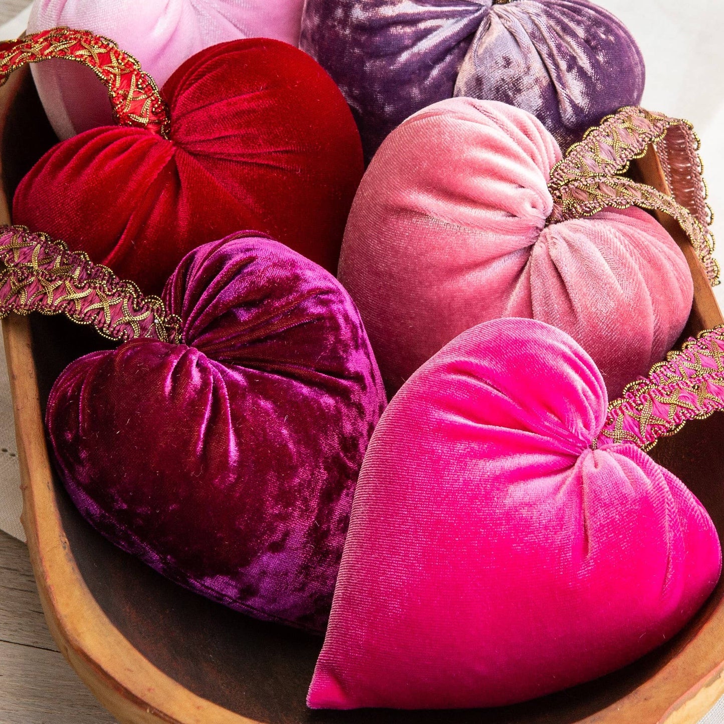 Handmade Velvet Hearts: Pink