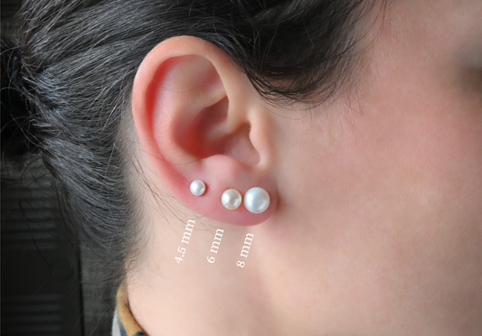 Blueyejewelry Earrings Round Freshwater Pearl Stud