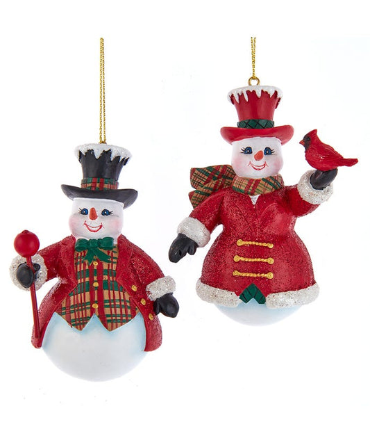 Ornament 3.75" Plaid Red Snowman