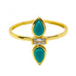 HOJ Gold Vermeil Ring Size 7 Double Tear Drop Turquoise