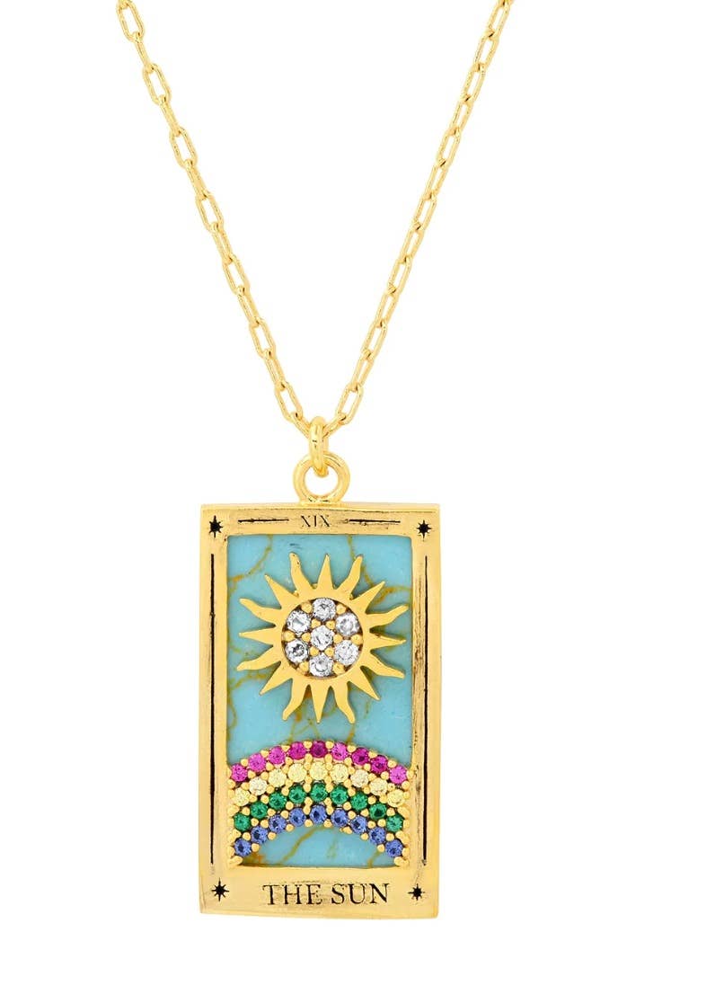 HoopLa Style Necklace Gold Tarot Card Sun