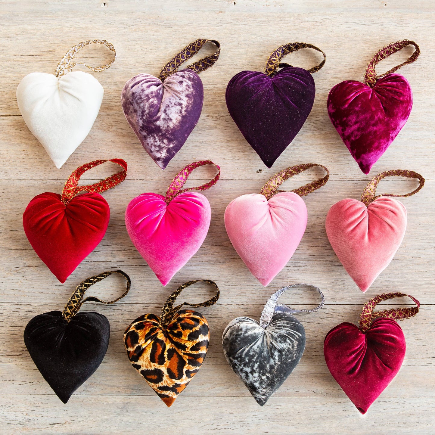 Handmade Velvet Hearts: Pink