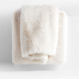 Off White Faux Fur Throw