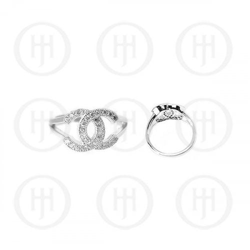 HOJ Ring Chanel Inspired with CZ Stones Size 6