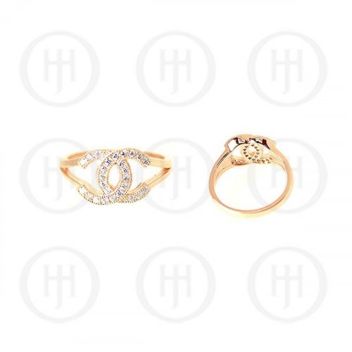 HOJ Ring Chanel Inspired with CZ Stones Size 6