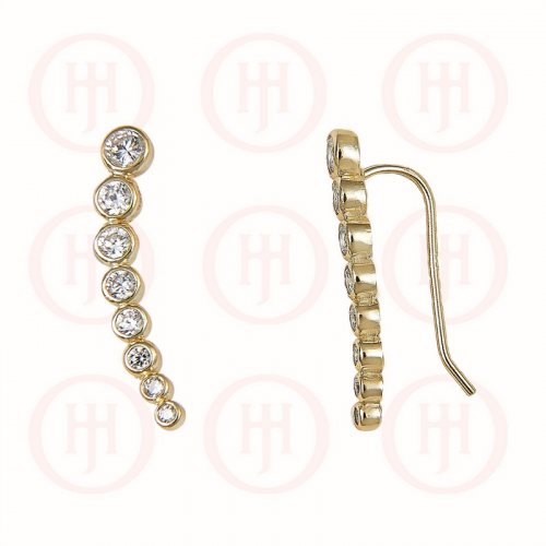 HOJE Gradient Bezel CZ Ear Climber Earring 25mm Gold Vermeil