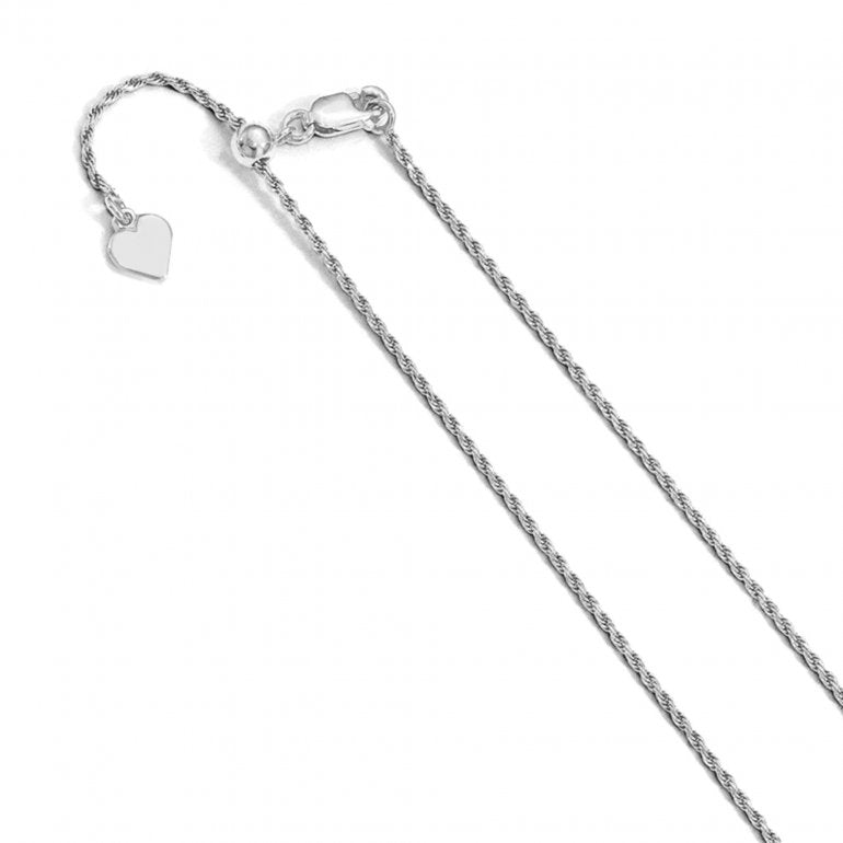 HOHN Adjustable Rope Chain Sterling Silver w Rhodium Plated