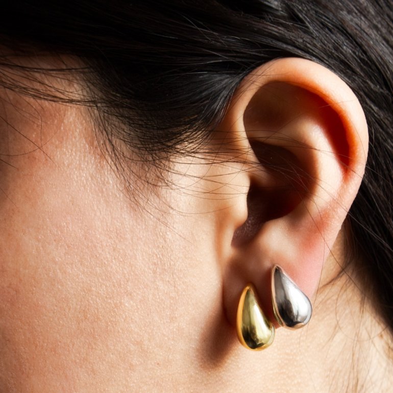 HOJ Gold Vermeil Chunky Tear Drop Stud Earrings