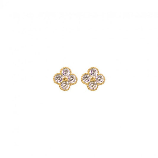 HOJE CZ Flower Stud Earrings Gold Vermeil