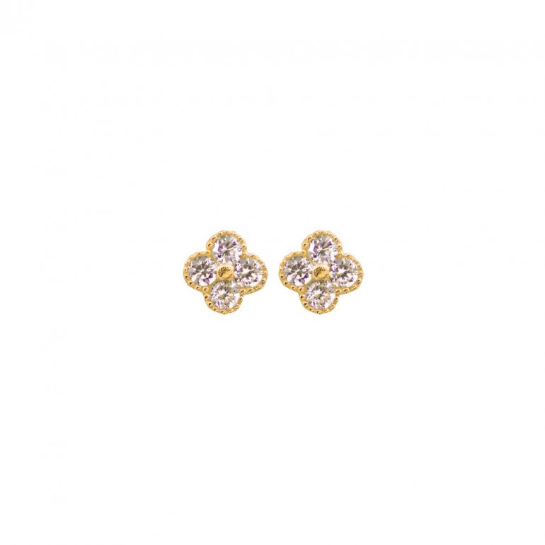 HOJE CZ Flower Stud Earrings Gold Vermeil