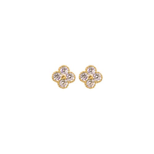 HOJE CZ Flower Stud Earrings Gold Vermeil