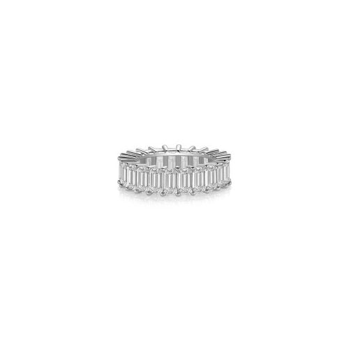 HOJ Silver Ring with Emerald Cut CZ Eternity Band Size 6