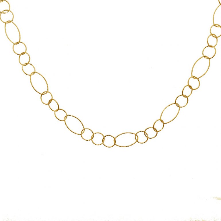 HOJN Italian Diamond Cut Oval Link Chain 6.5mm, 30"length Gold Vermeil