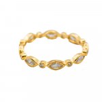 HOJR Round and Marquis Cut CZ Ring Size 7 Gold Vermeil